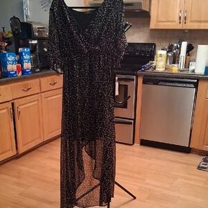 West Kei Black and White Floral High-Low Dress